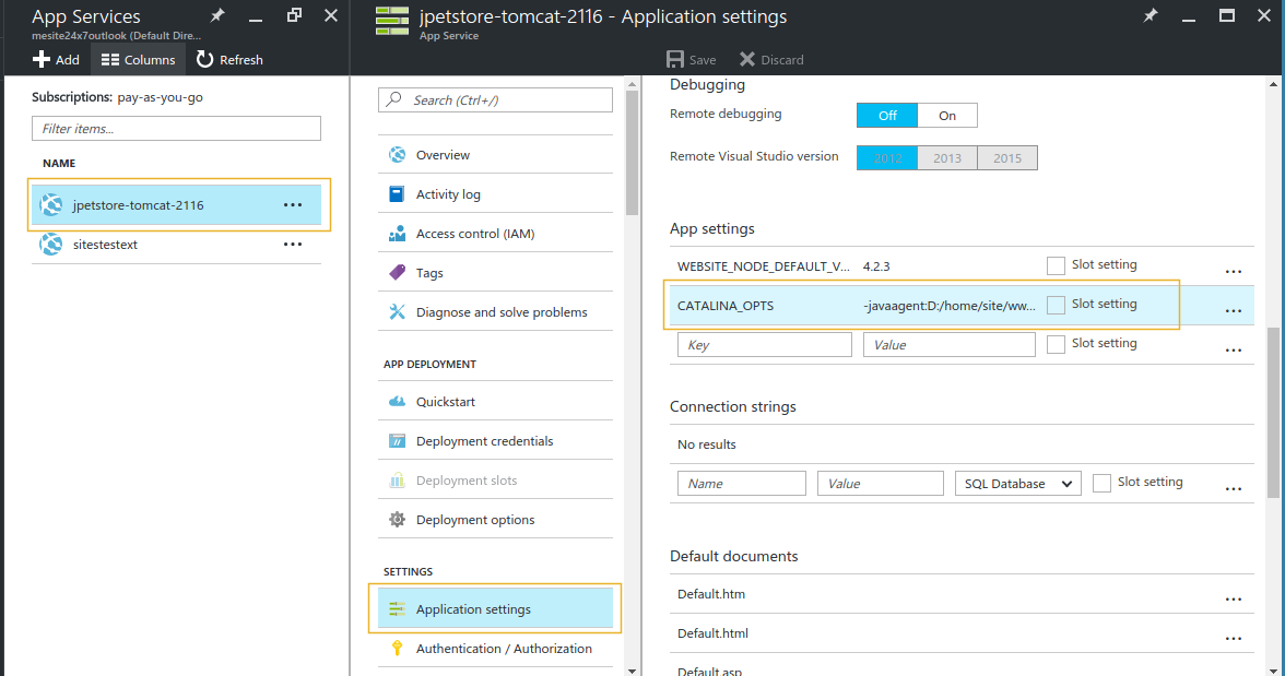 Install APM insight Java agent in Azure web app