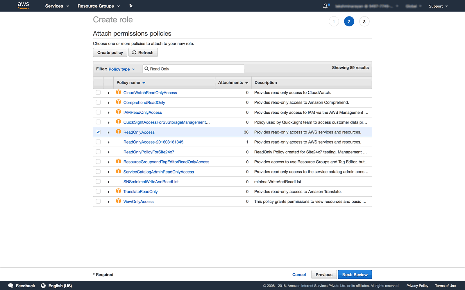 Assign Default ReadOnly Policy