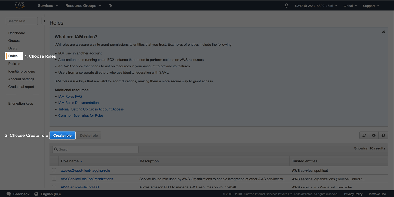 cloud cost management IAM console config