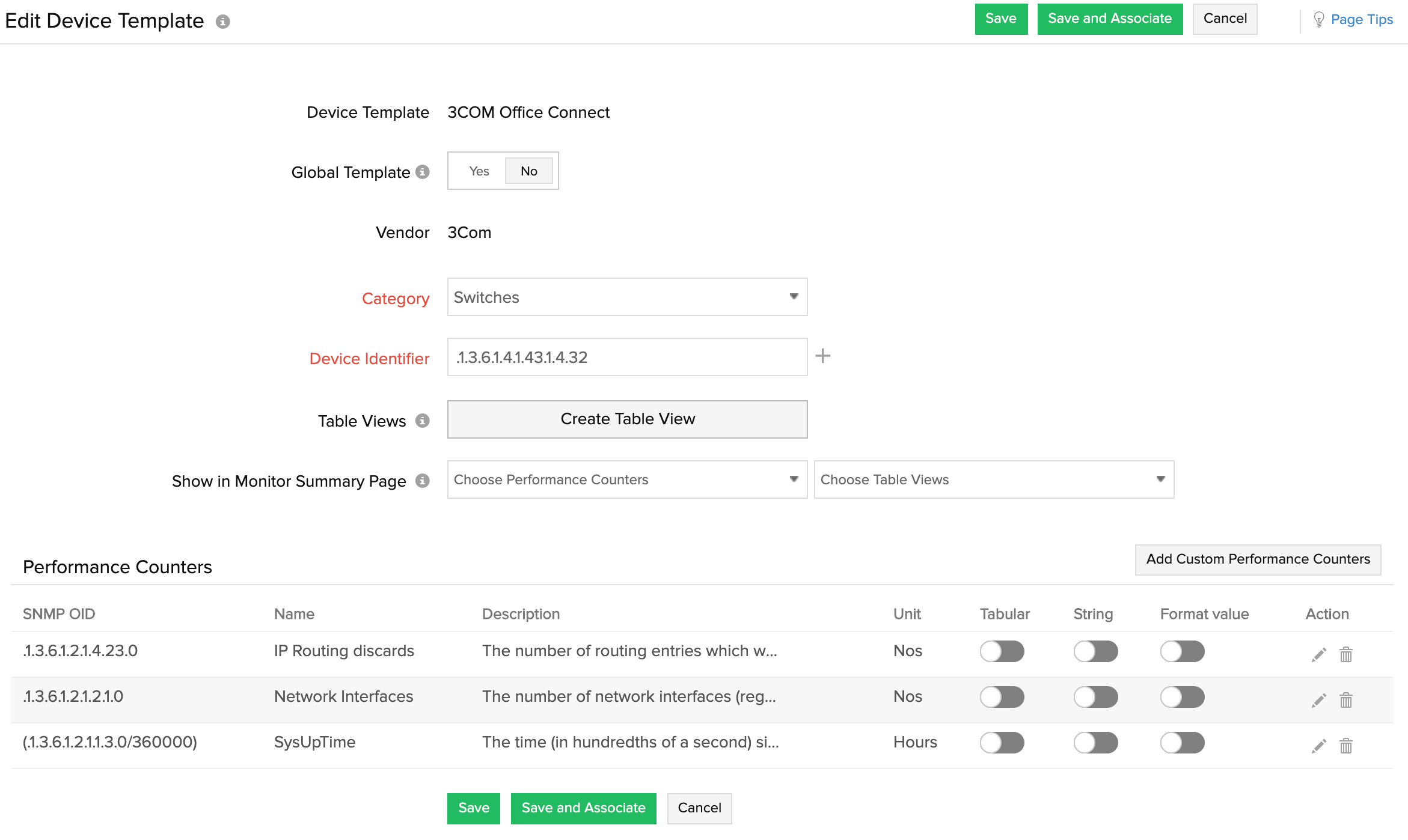 Edit device template