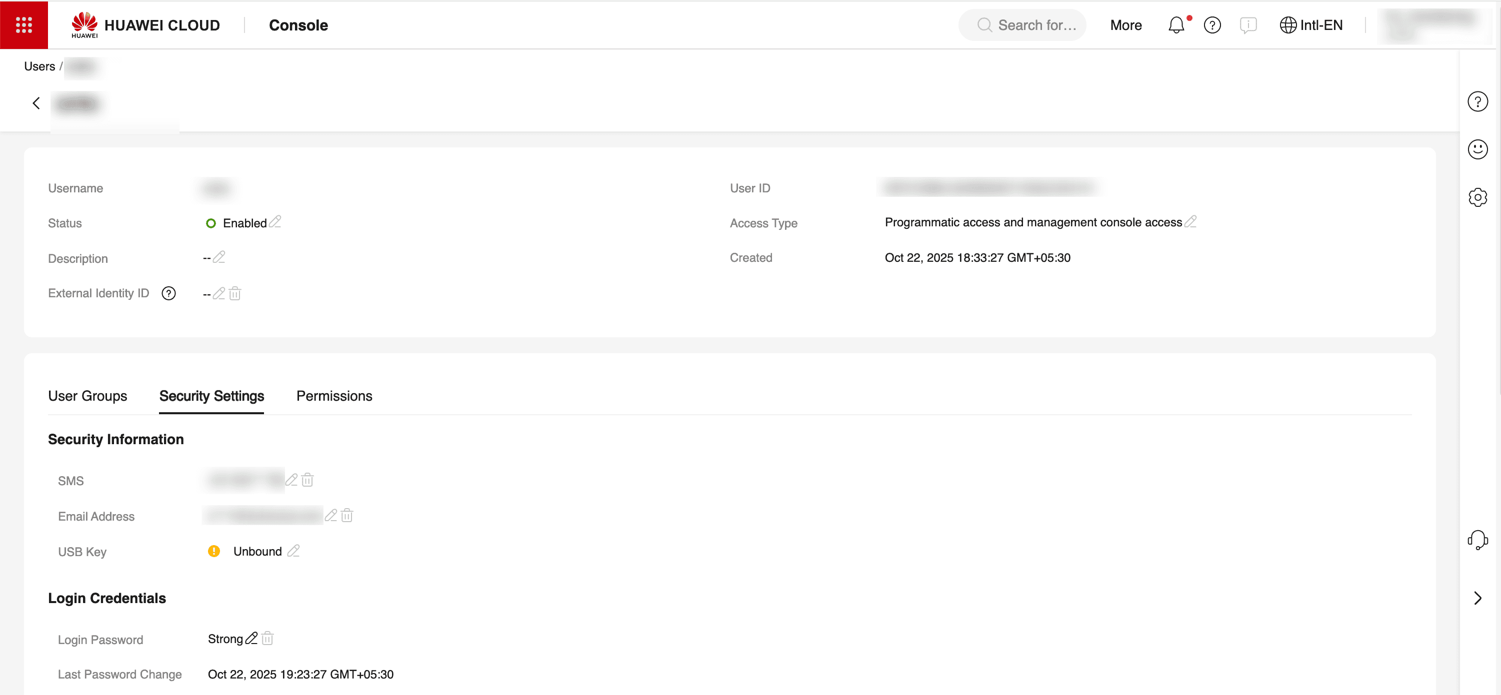 Security settings