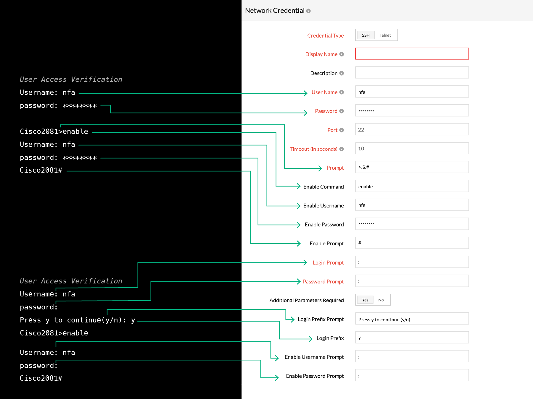 Explanatory screenshot for adding NetFlow credentials