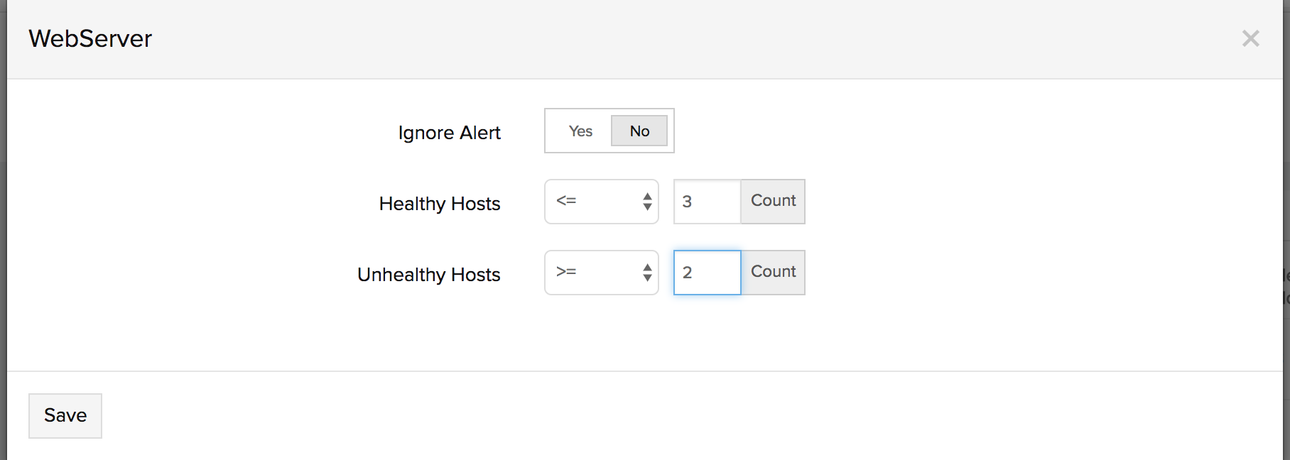 configure thresholds for metric data healthy/unhealthy host count per target group