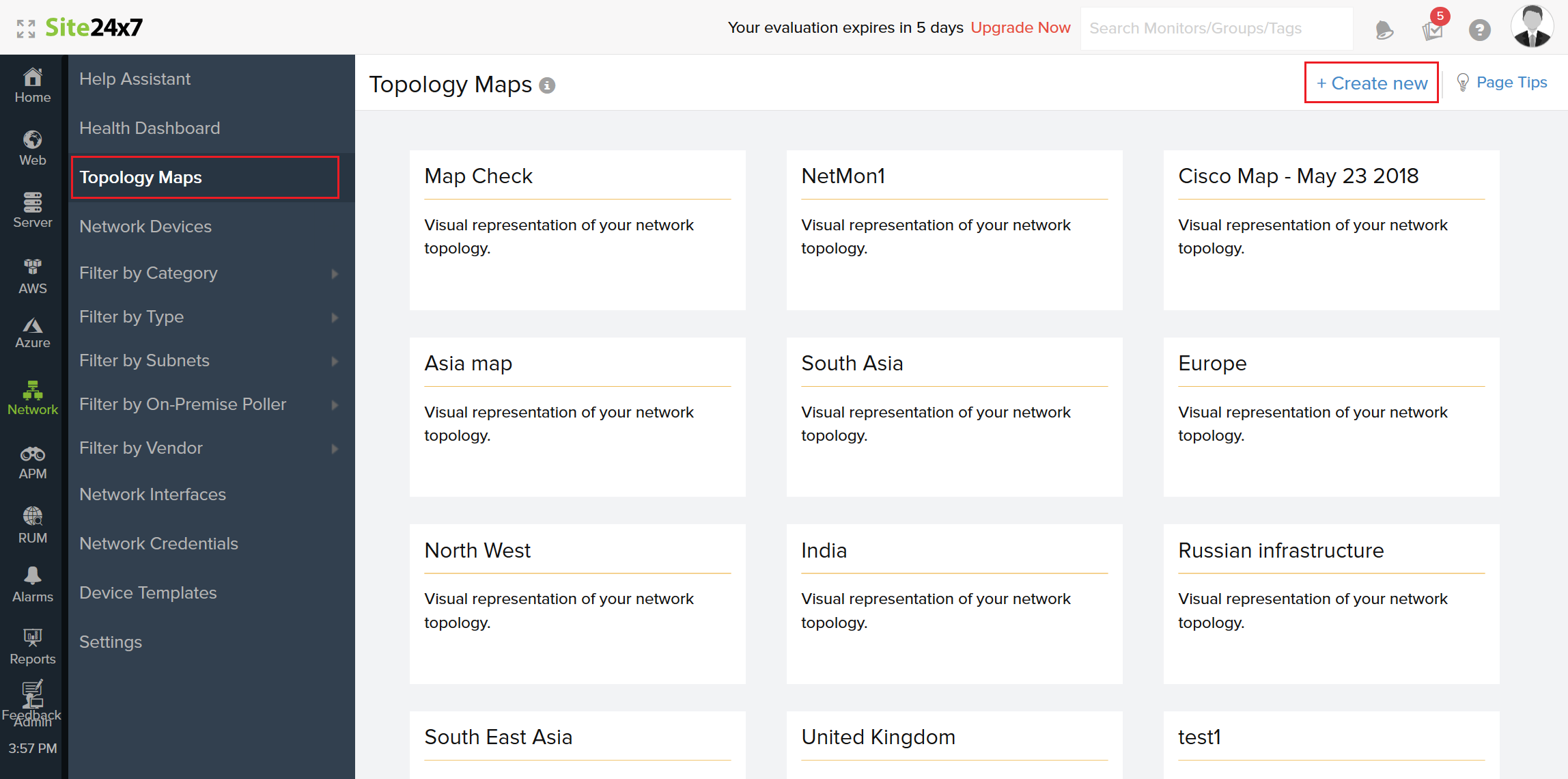 Topology maps view